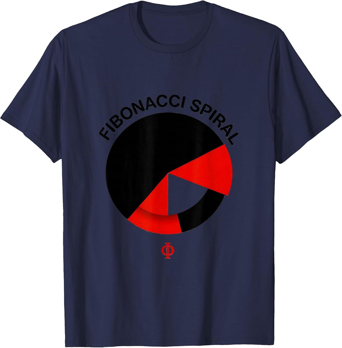 Men's Fibonacci Spiral Φ Sacred Geometry Math Enthusiast Teacher T-Shirt - Navy Blue