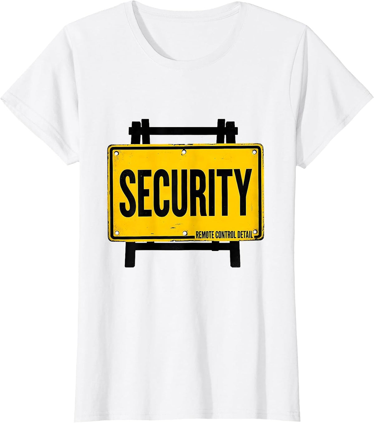 Security - Remote Control Detail Funny Security Guard T-Shirt - White