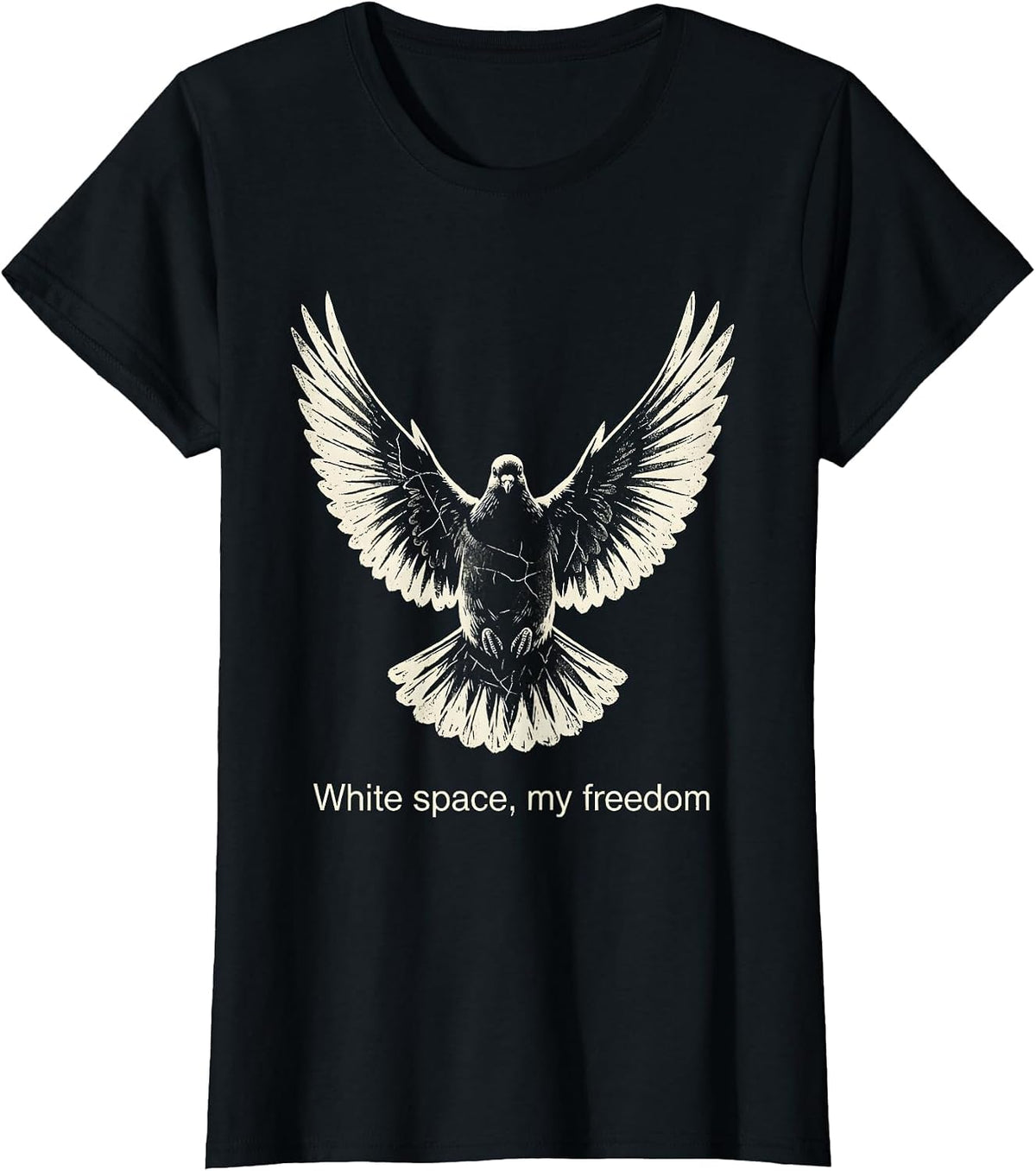 Women's White Space My Freedom Minimalist Design T-Shirt - Black