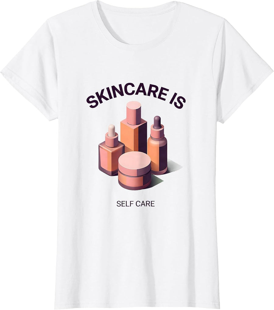 Women's Skincare Is Self Care K-Beauty Glass Skin Design T-Shirt - White
