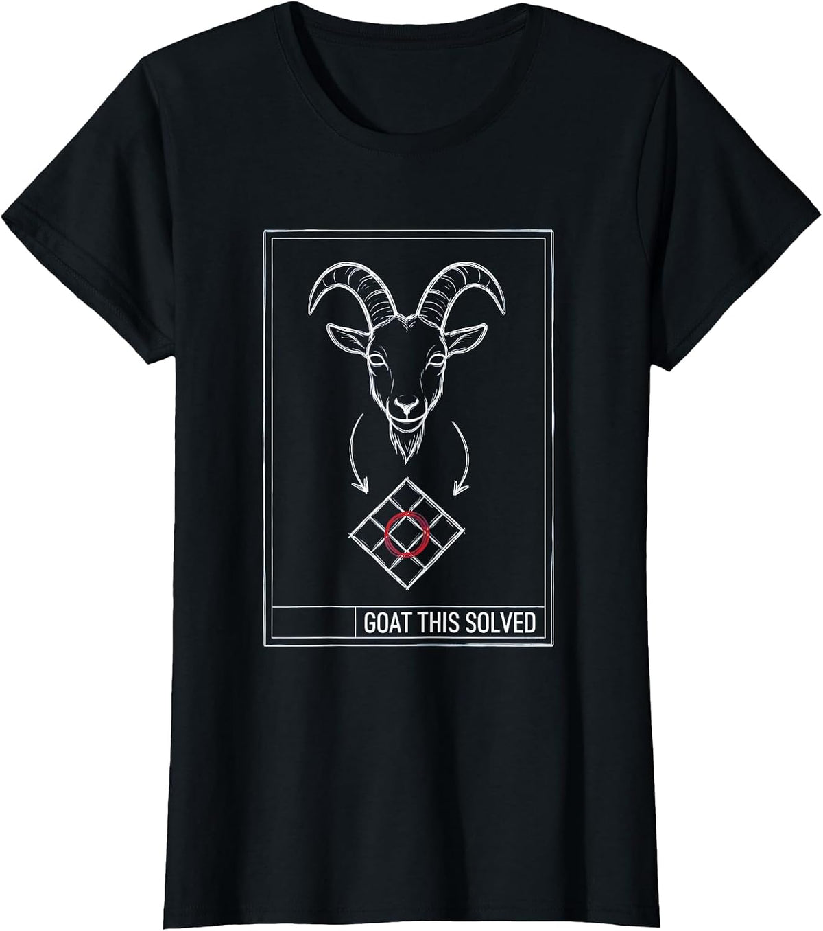 Women's Goat This Solved Technical Blueprint Funny Goat Pun Meme Dad T-Shirt - Black