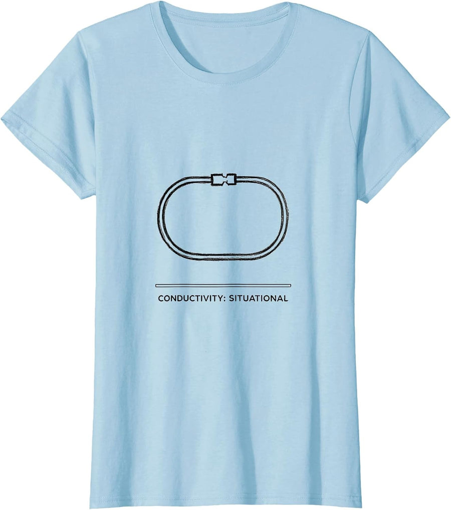 Women's Conductivity Situational Funny Chemistry Student Pun Gift T-Shirt - Baby Blue