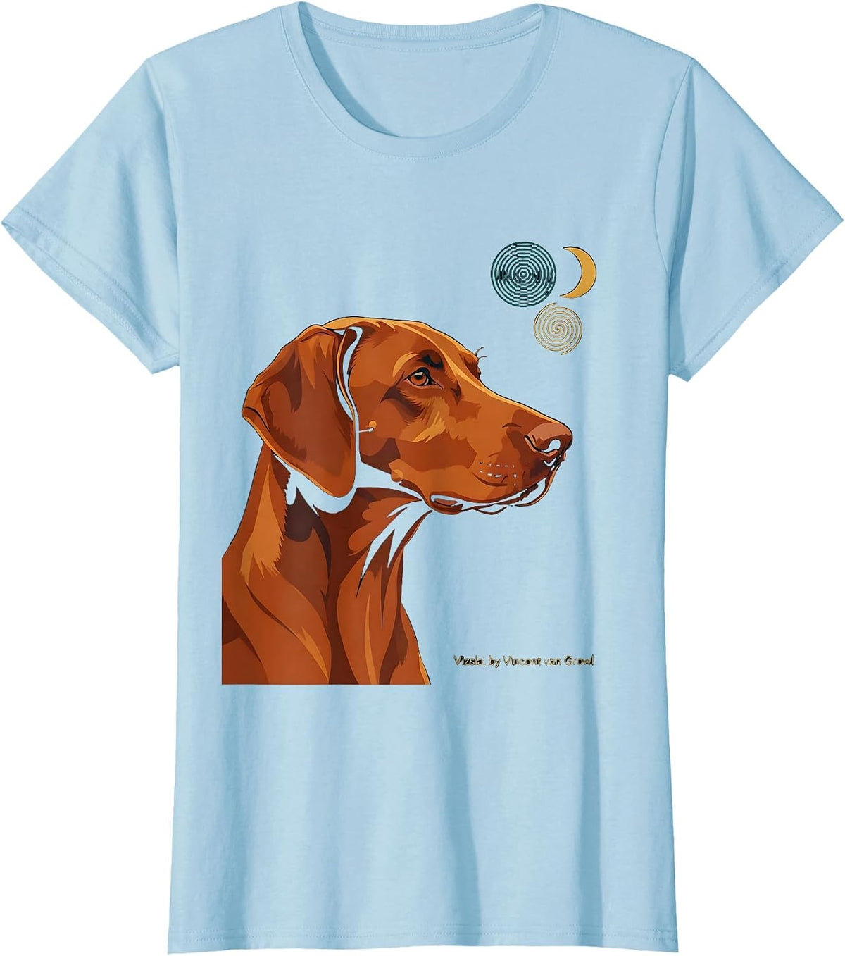 Vizsla, by Vincent van Growl Artistic Dog Portrait Breed T-Shirt - Baby Blue