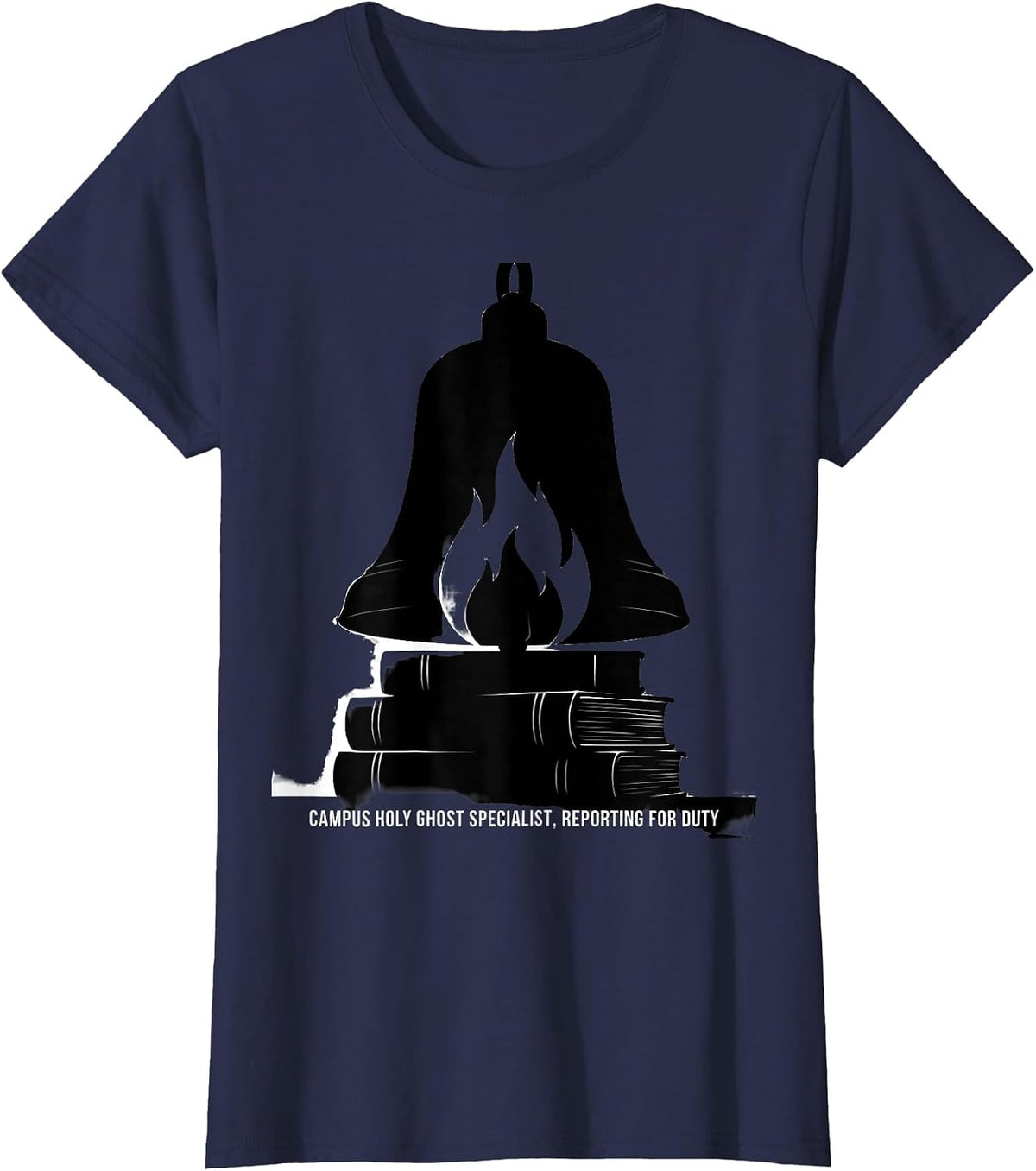 Women's Campus Holy Ghost Specialist, Reporting For Duty Spooky T-Shirt - Navy Blue