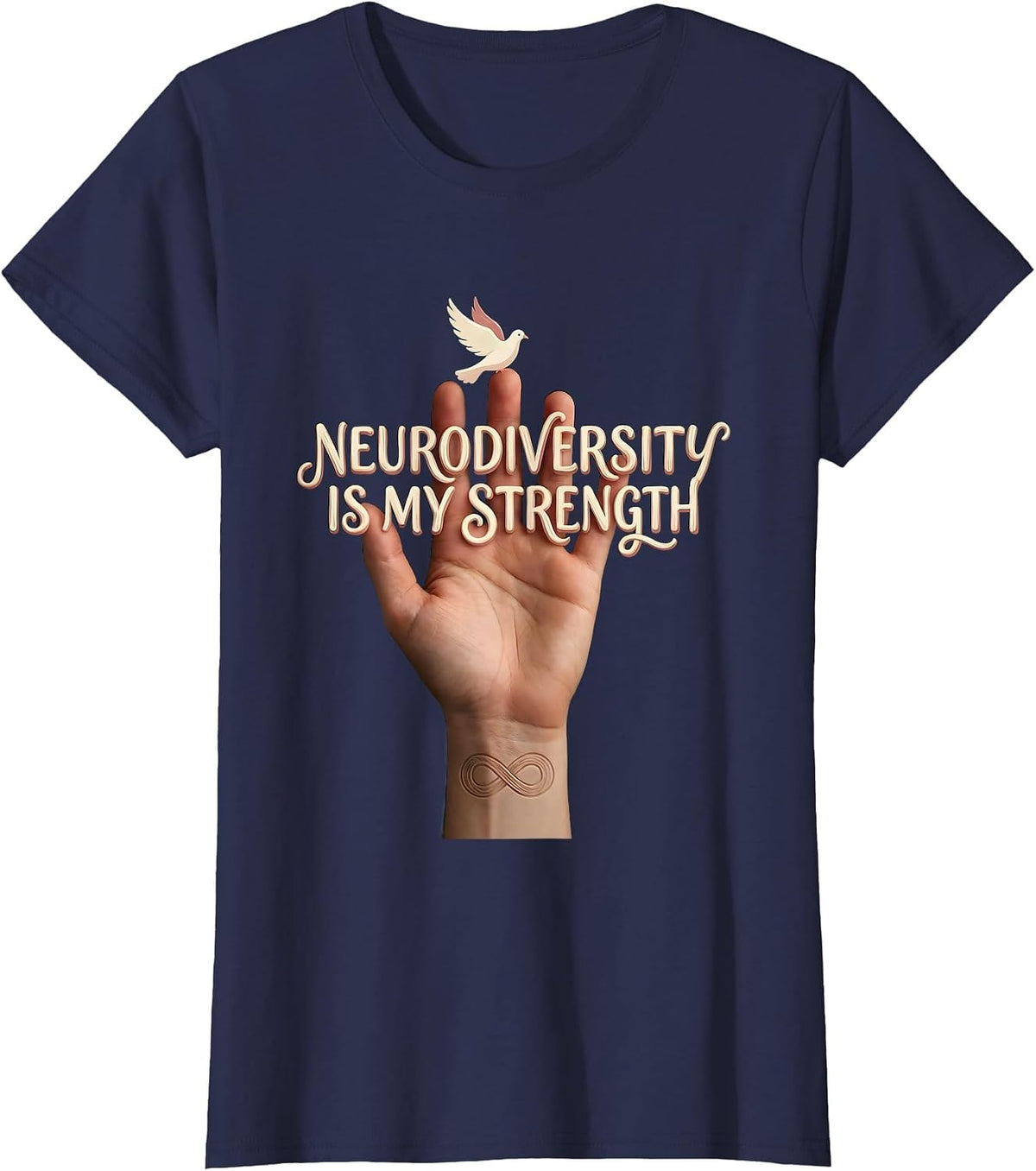Women's Neurodiversity Is My Strength Autism Awareness T-Shirt - Navy Blue