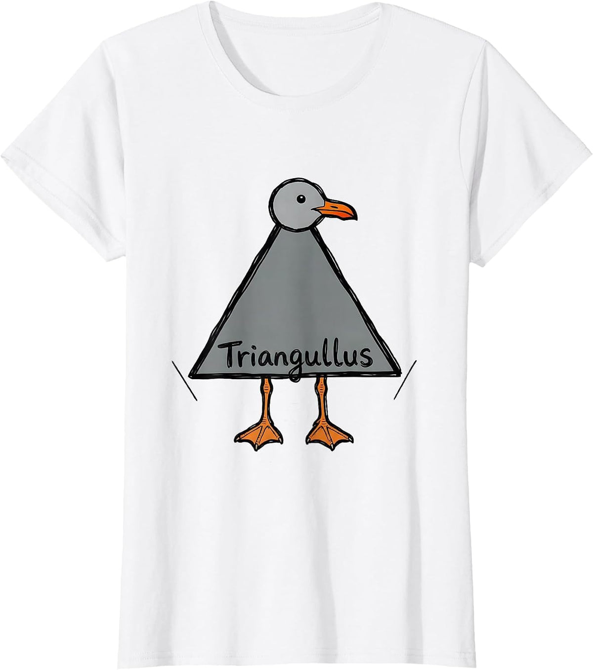 Triangullus Funny Triangle Seagull Bird Pun Math Teacher T-Shirt - White