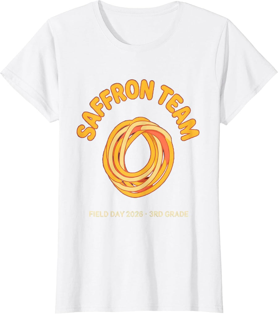 Women's SAFFRON TEAM FIELD DAY 2026 3RD GRADE School Color Team T-Shirt - White