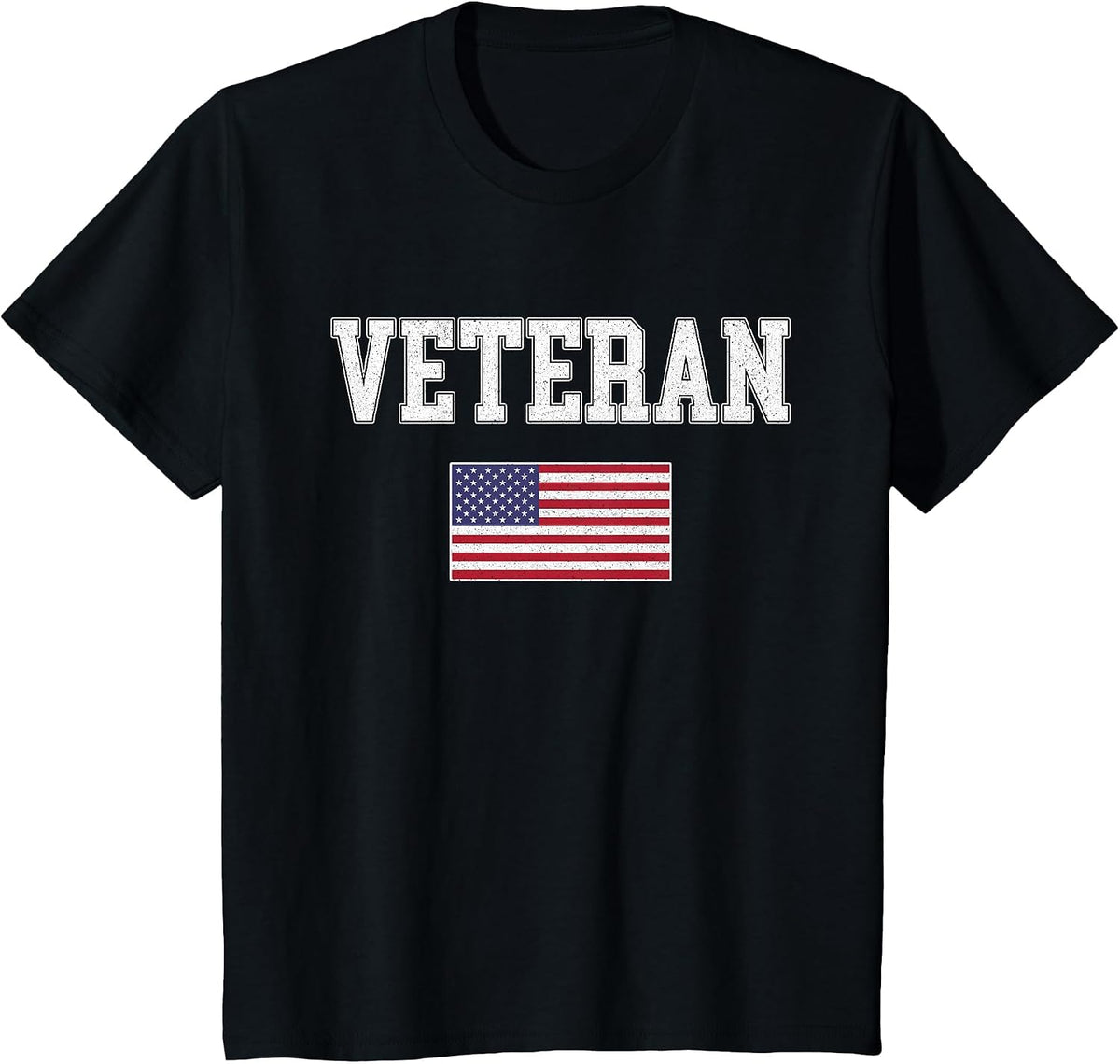 Veteran Vintage USA Flag Veterans Day T-Shirt - Black