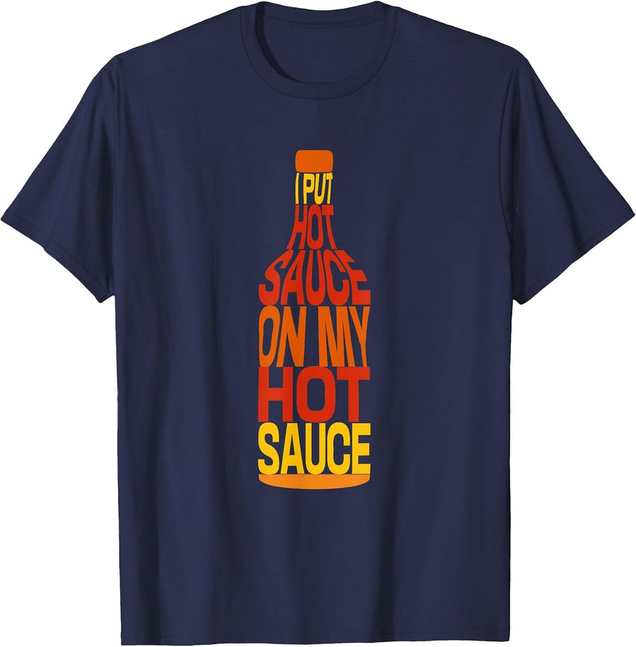 Funny Hot Sauce Bottle Spicy Mexican Food Lover T-Shirt - Navy Blue