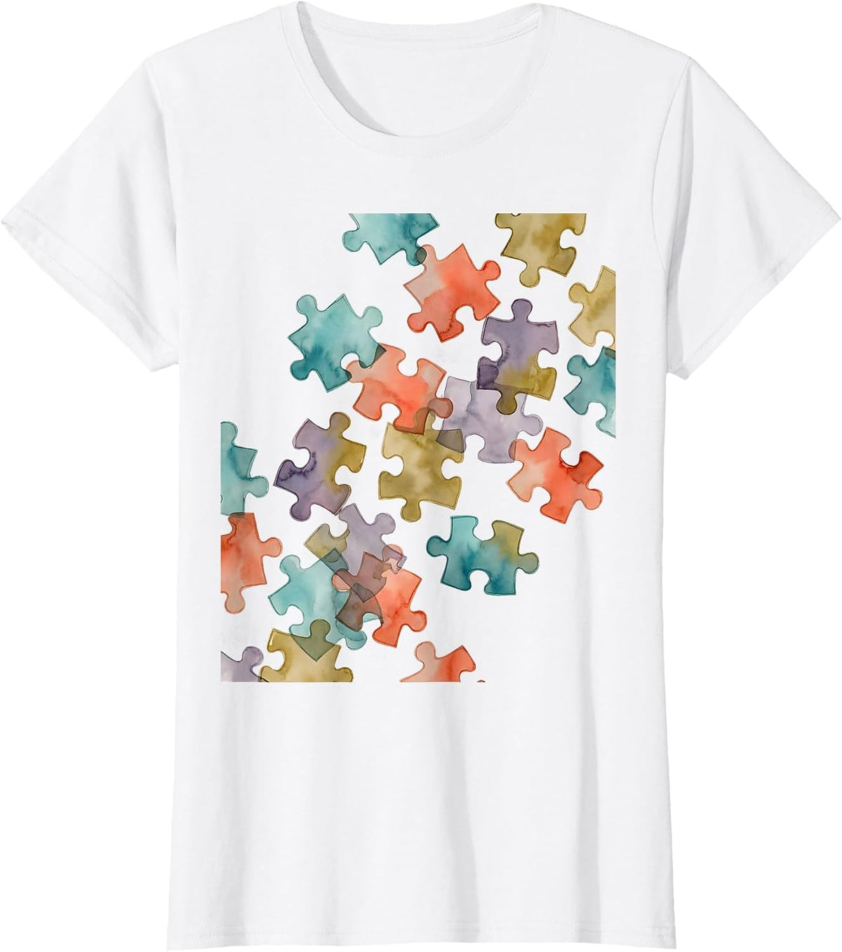 Neurodiversity Puzzle Pieces Graphic Design T-Shirt - White