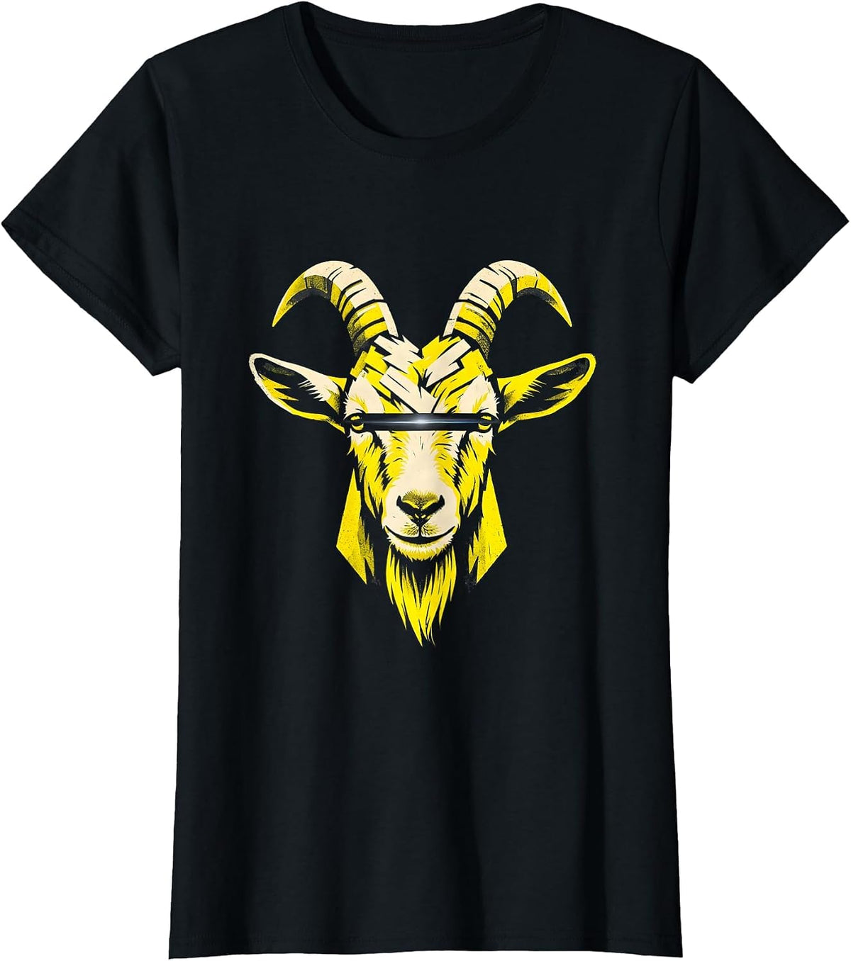 Goat with Sunglasses Stencil Graphic Novelty Humor T-Shirt - Black