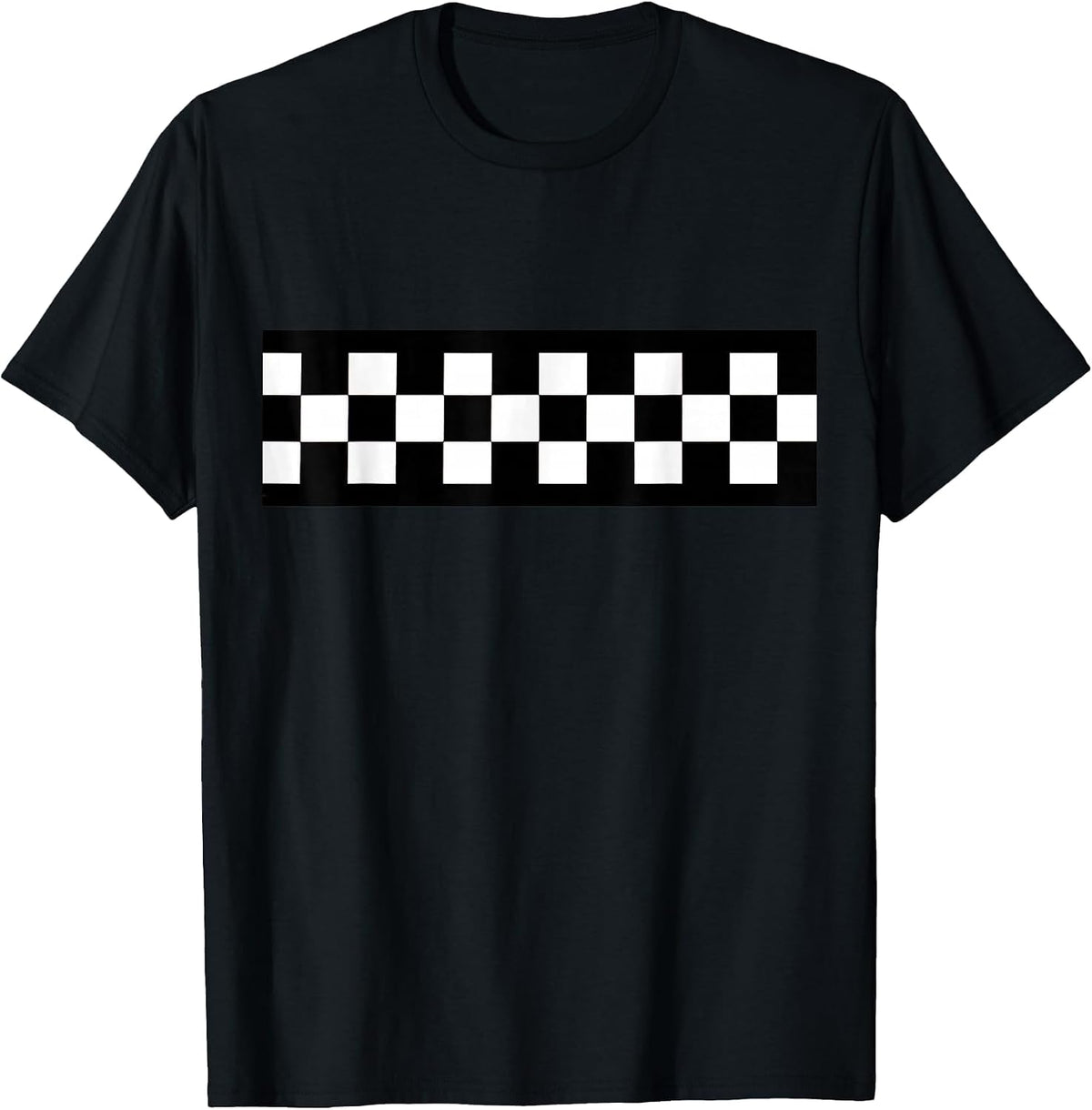 Black White Checkered Flag Checkerboard Racing T-Shirt - Black