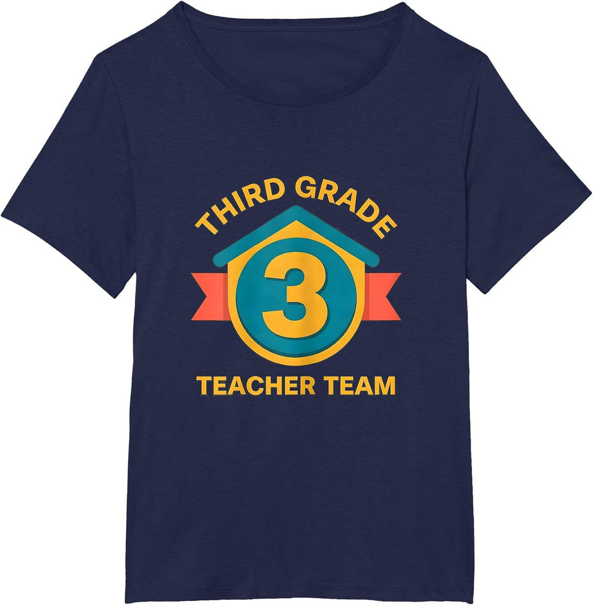 Women's Third Grade Teacher Team Retro Grade-Level Team Back T-Shirt - Navy Blue