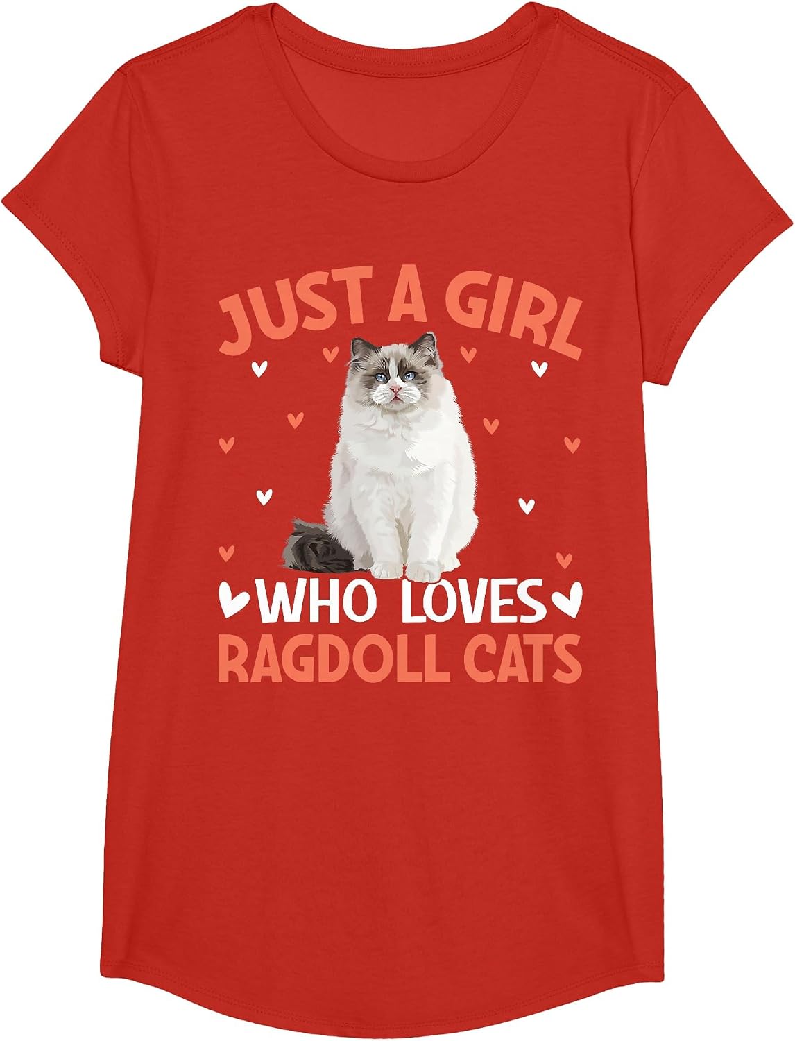 Just a Girl Who Loves Ragdoll Cats T-Shirt - Girls Red