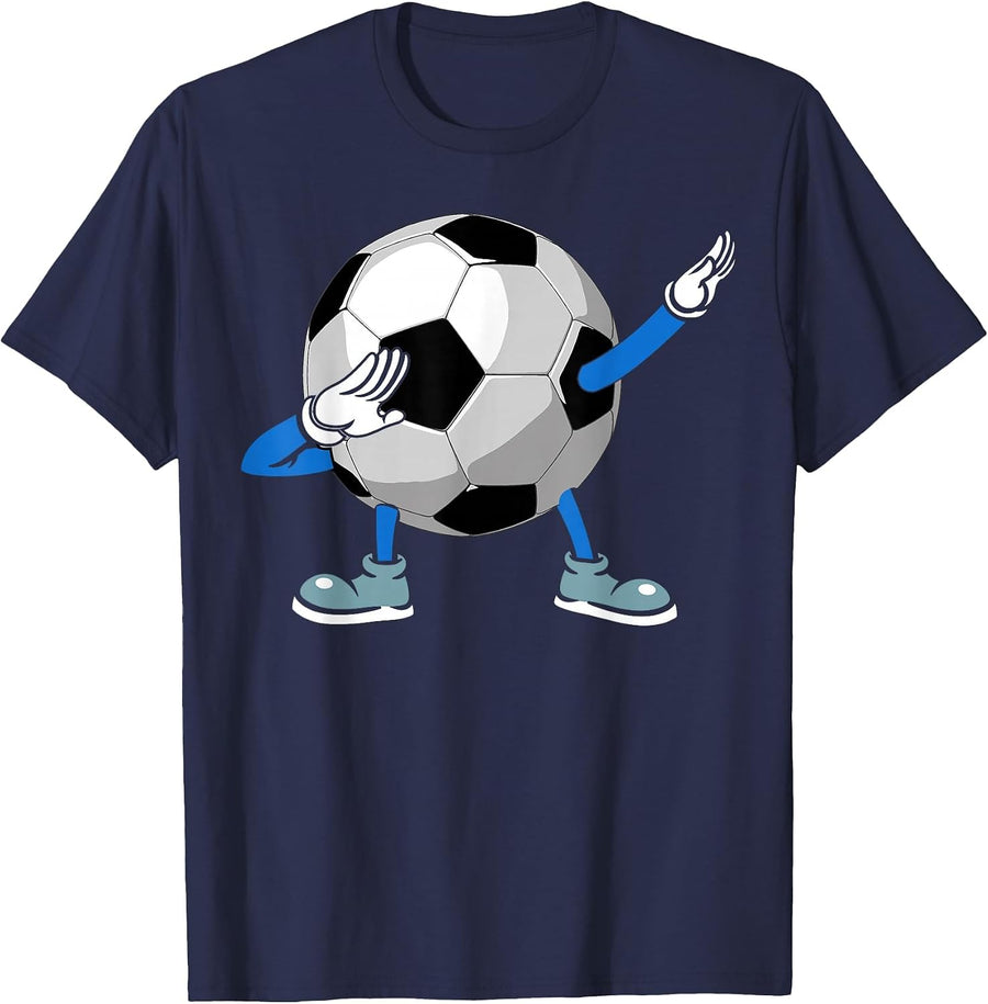Retro Dabbing Soccer Ball for Boys, Men, and Sports Players T-Shirt - Navy Blue