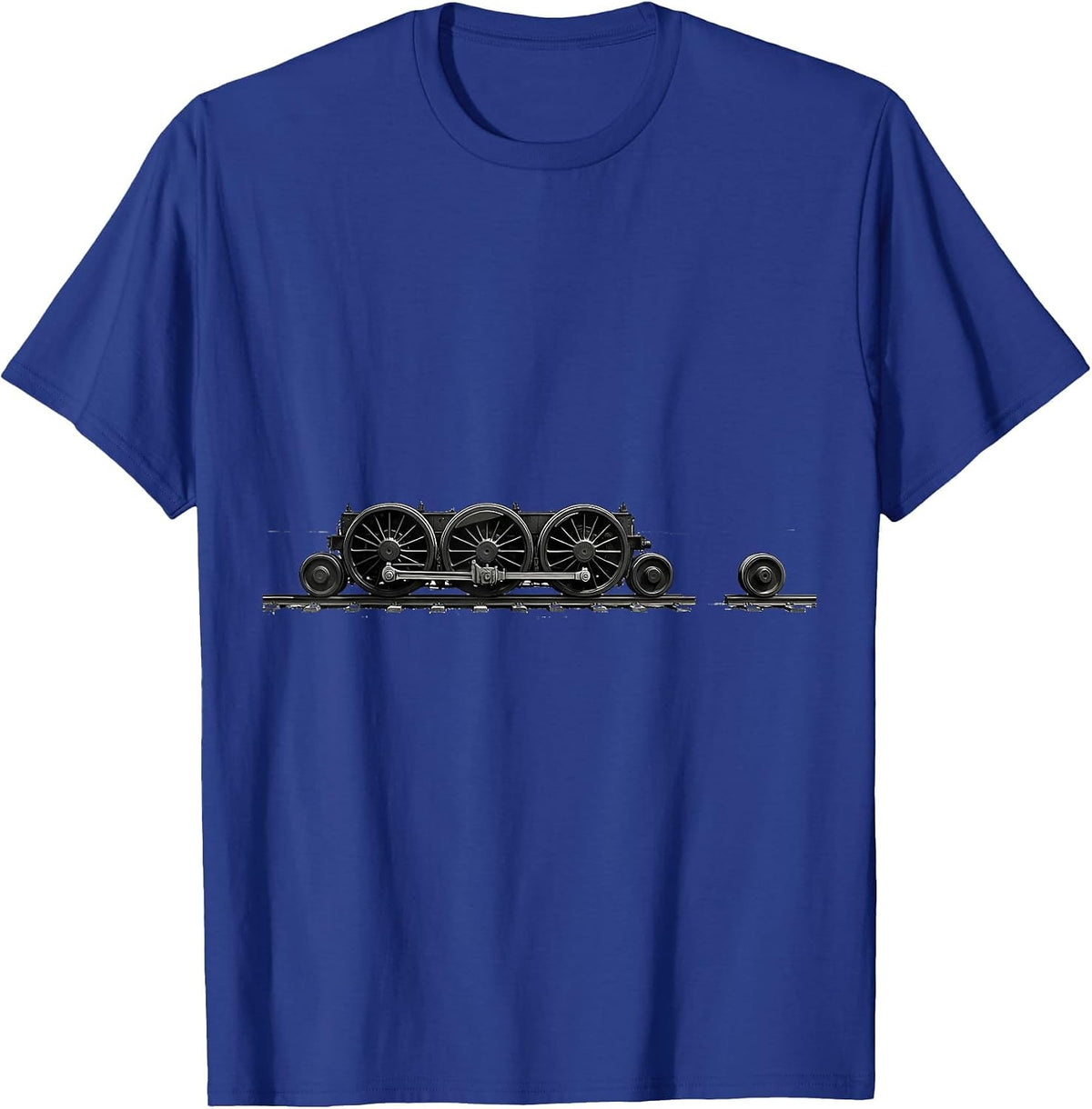 Men's Locomotive Wheel Arrangement Minimalist Train Enthusiast T-Shirt - Royal Blue