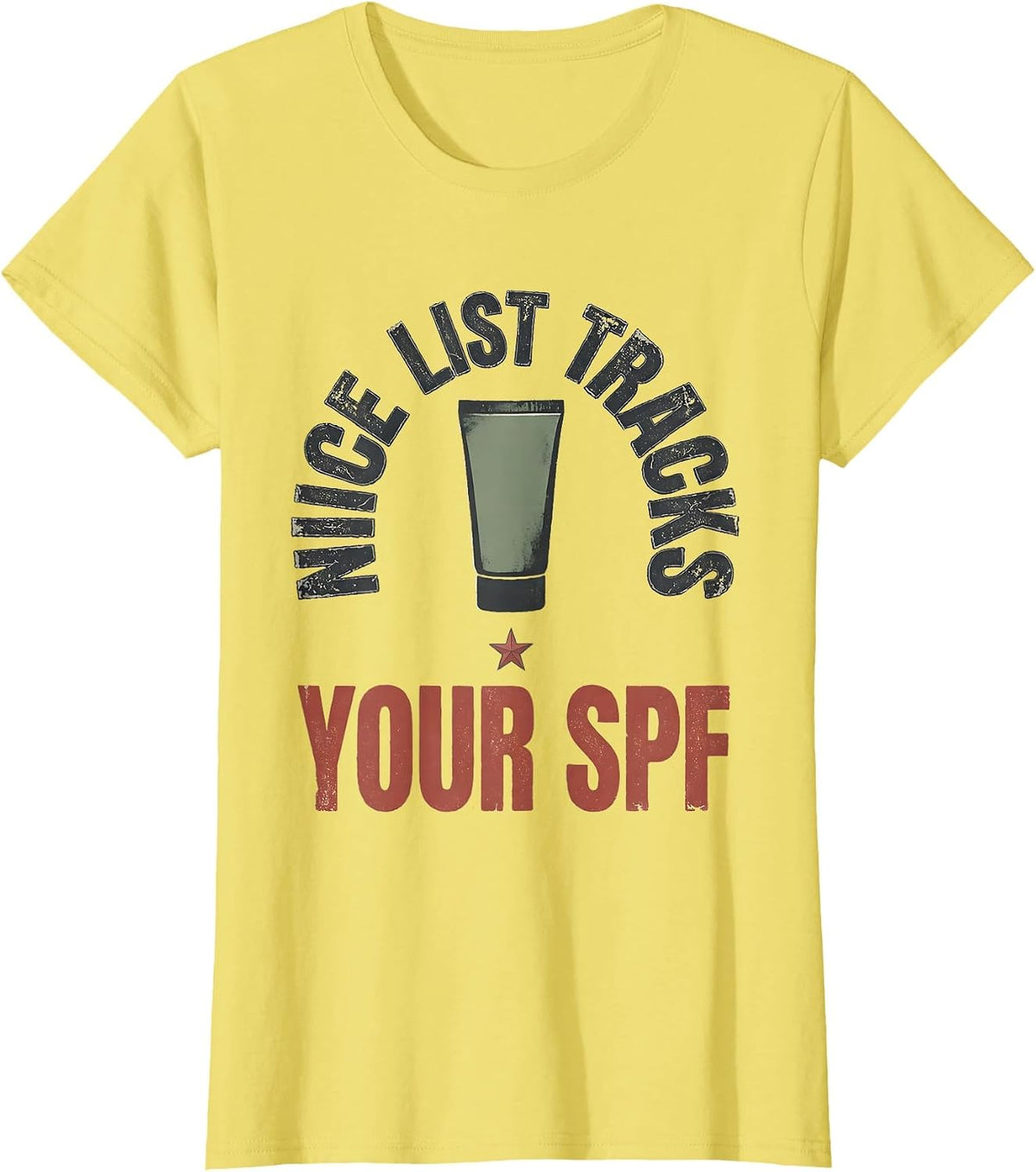 Nice List Tracks Your SPF Distressed Esthetician Skincare T-Shirt - Lemon Yellow