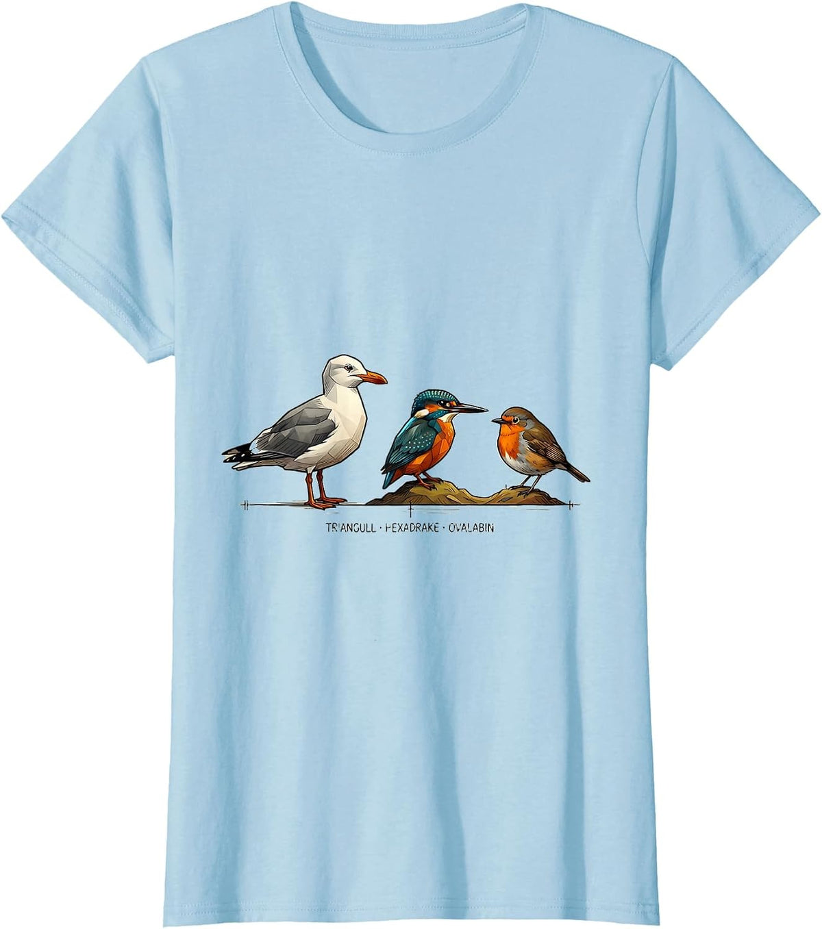 Women's Triangull Hexadrake Ovalabin Funny Bird Pun Math Teacher T-Shirt - Baby Blue