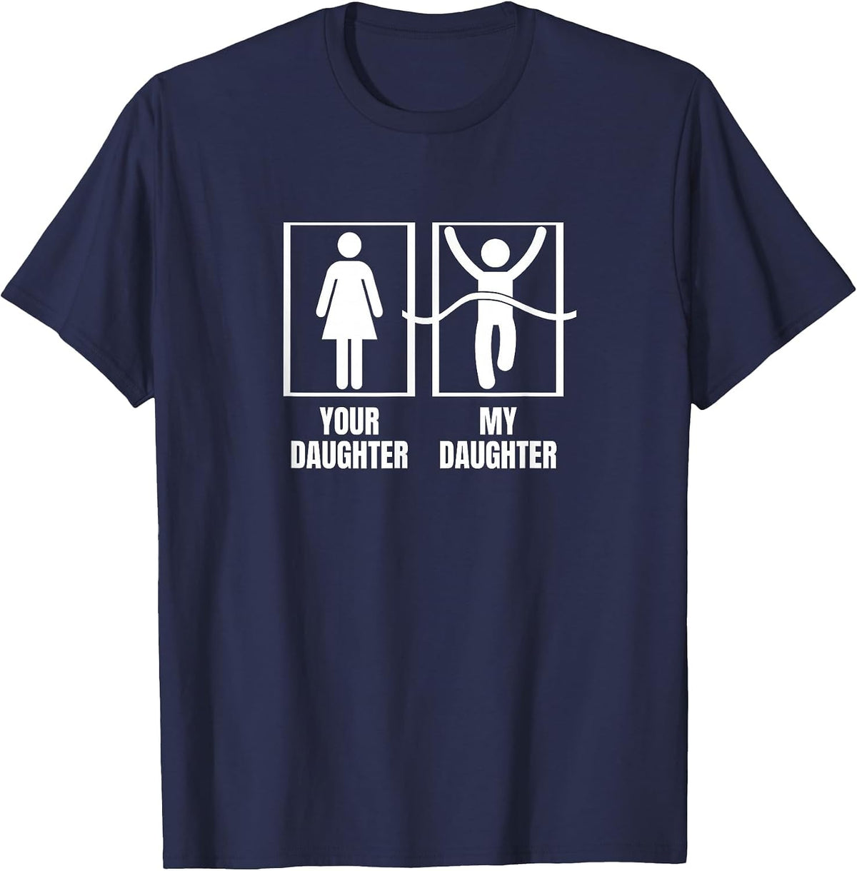 Running Your Daughter My Daughter Proud Dad Mom Marathon T-Shirt - Navy Blue