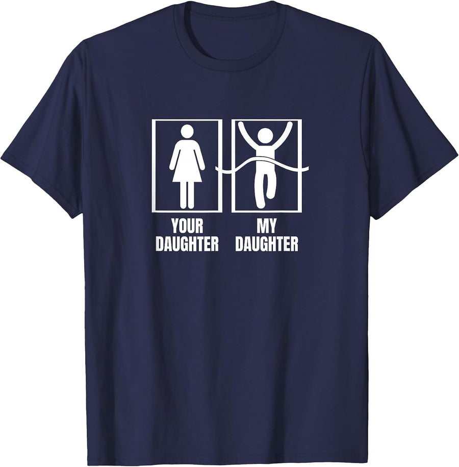 Running Your Daughter My Daughter Proud Dad Mom Marathon T-Shirt - Navy Blue
