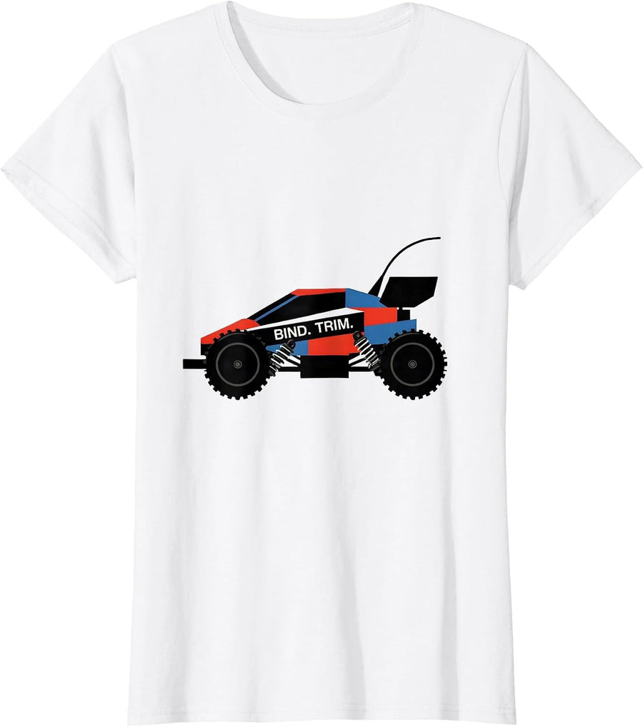 Women's Bind. Trim. Bauhaus Modernist RC Racing Drag Strip Gift T-Shirt - White