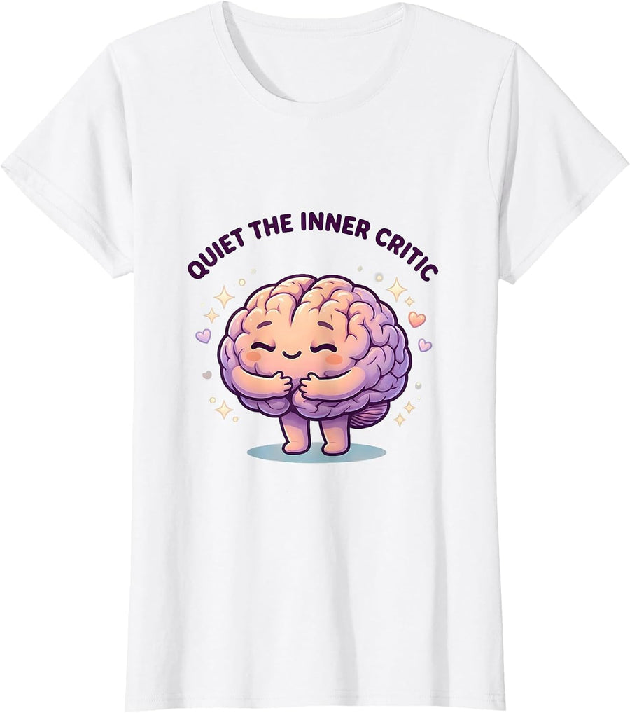 Women's Quiet the Inner Critic Mental Health Matters Design T-Shirt - White