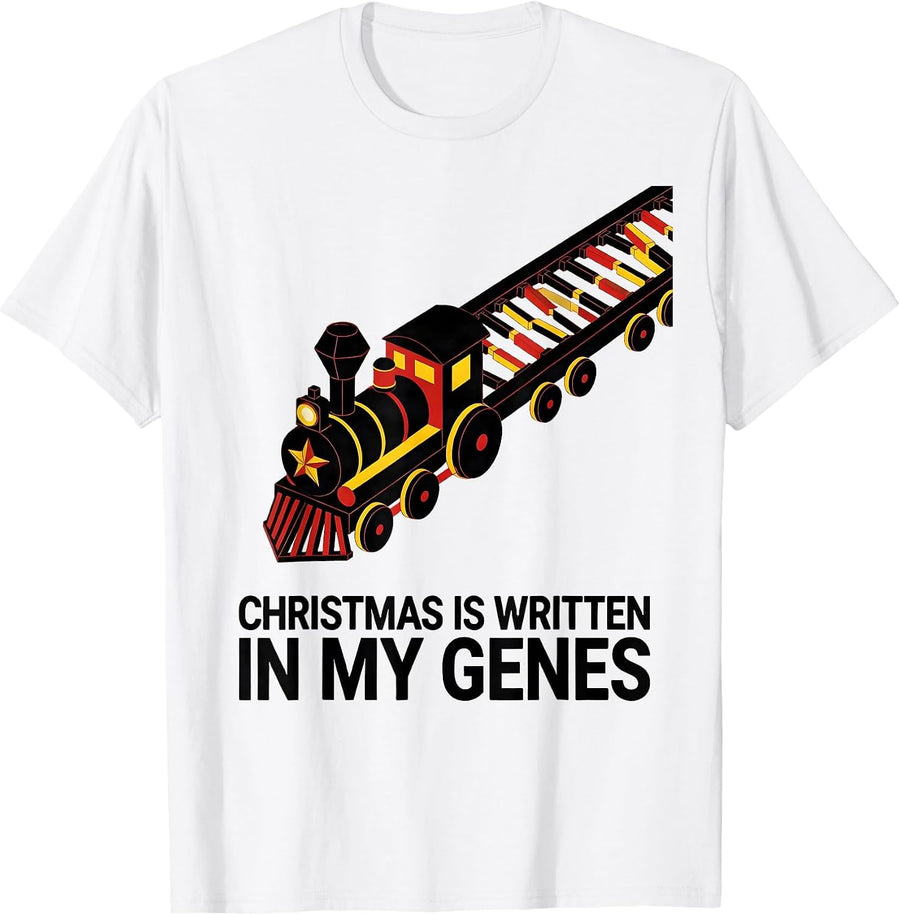 Men's Christmas Is Written in My Genes Bauhaus Modernist Science T-Shirt - White