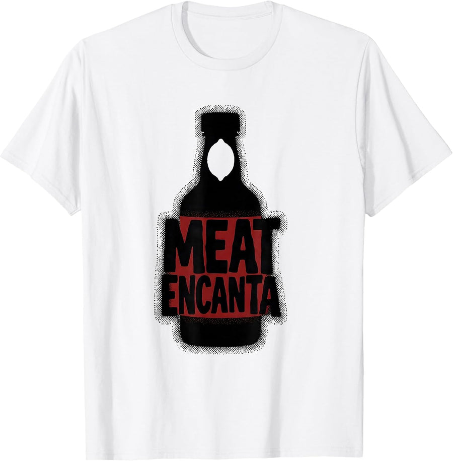 Men's Meat Encanta Blackwork Dotwork Cinco De Mayo Spanish Pun T-Shirt - White