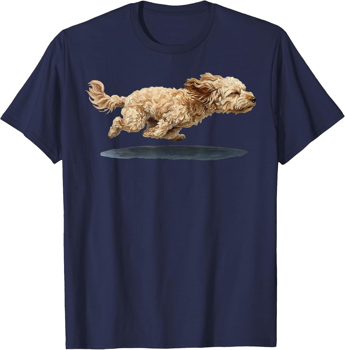 Running Cavapoo Dog Mom Pet Lovers Owner Kids Men Women T-Shirt - Navy Blue
