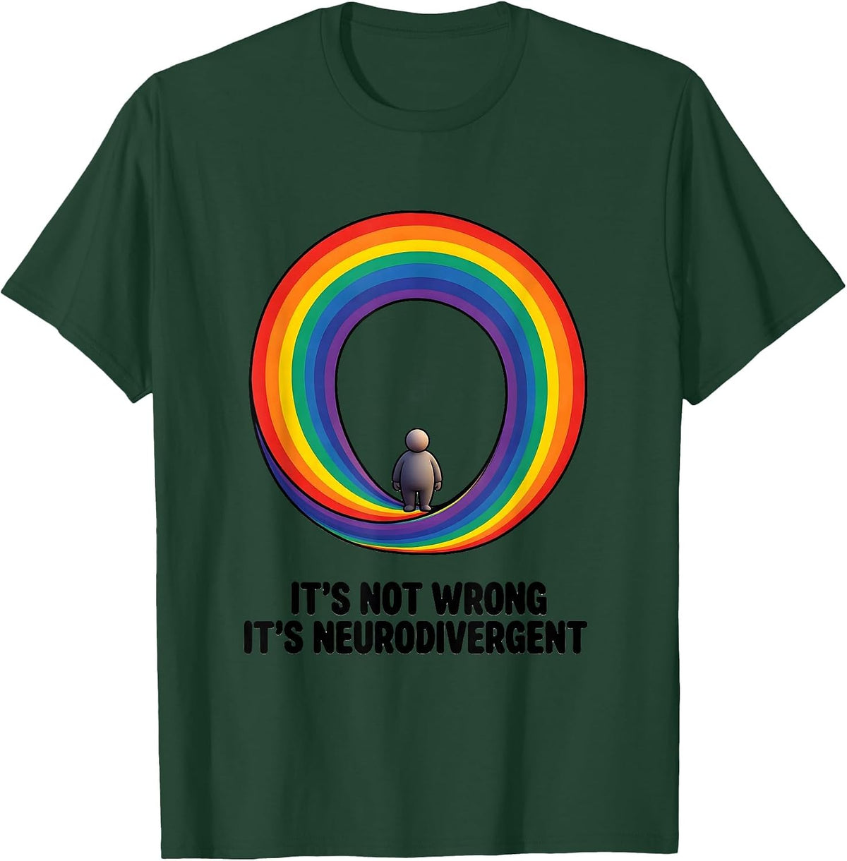 It's Not Wrong It's Neurodivergent Neurodiversity Awareness T-Shirt - Dark Green