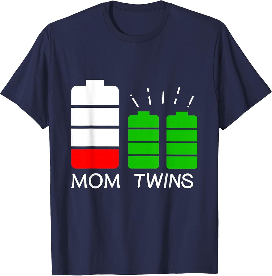 Funny Twins Mom Mother of Twins T-Shirt - Navy Blue