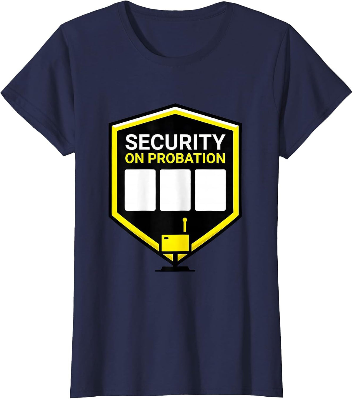 Women's SECURITY ON PROBATION Geometric Halloween Costume Roleplay T-Shirt - Navy Blue