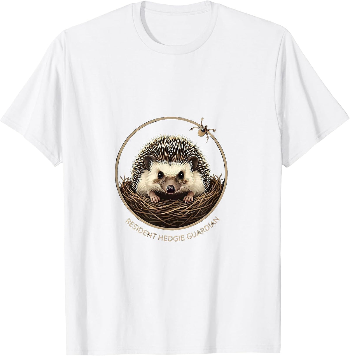 Men's Resident Hedgie Guardian Cute Hedgehog Pet Lover Humor T-Shirt - White