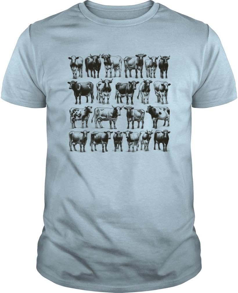 Cow Lover Farmer Farm Unisex T-Shirt - Light Blue