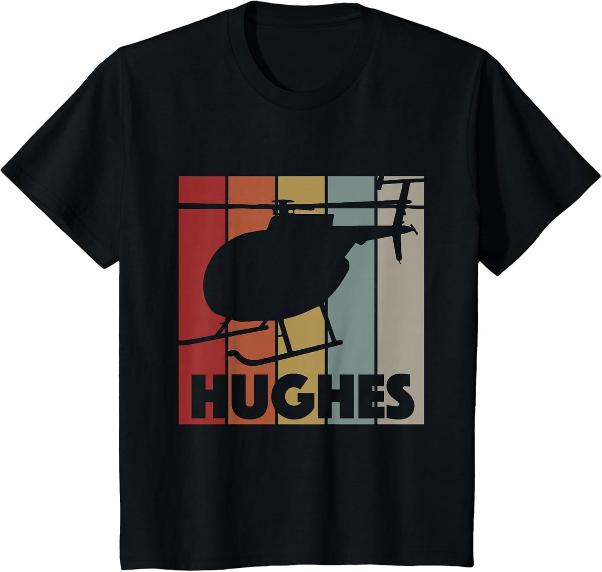 Retro Helicopter Avitation Pilot - Heli Aviator Hughes T-Shirt - Black