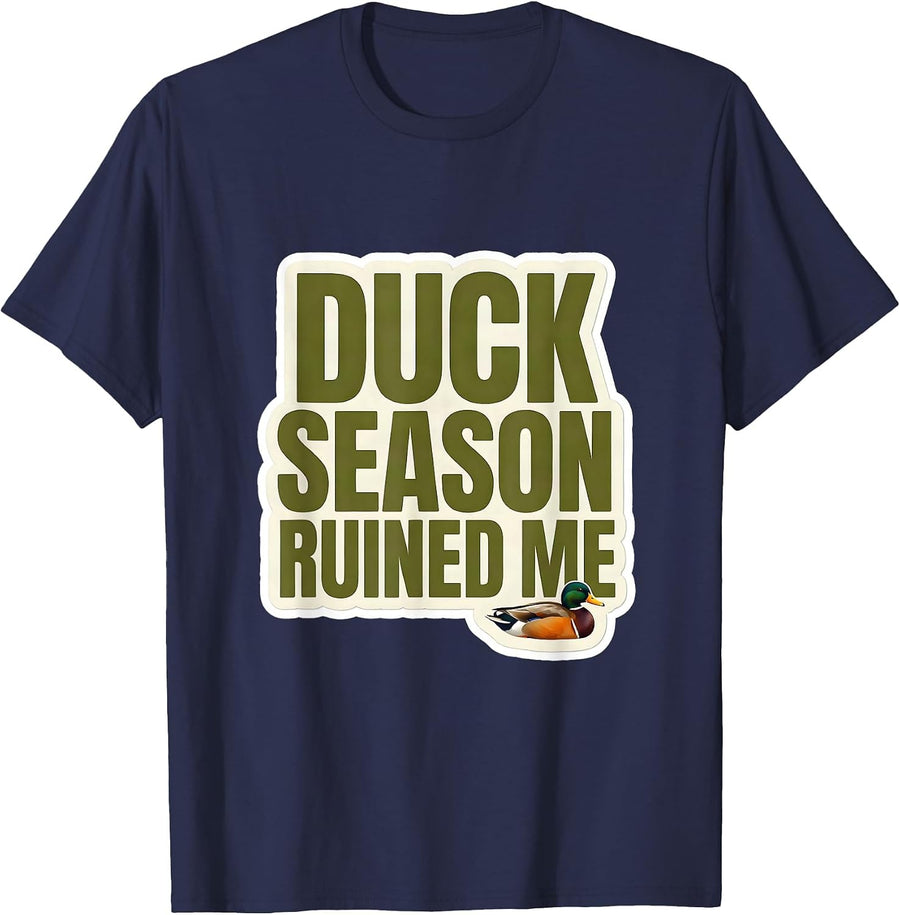 Duck Season Ruined Me Funny Hunting Youth Outdoor Pride T-Shirt - Navy Blue