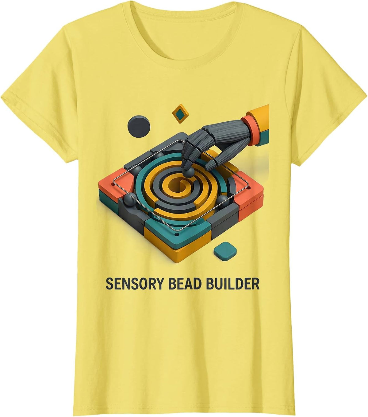 Sensory Bead Builder Midcentury Modern Occupational Therapy T-Shirt - Lemon Yellow