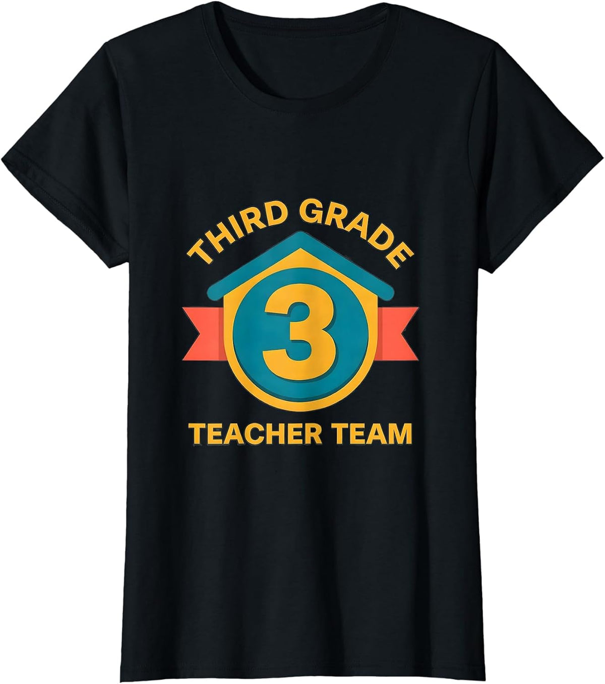 Women's Third Grade Teacher Team Retro Grade-Level Team Back T-Shirt - Black