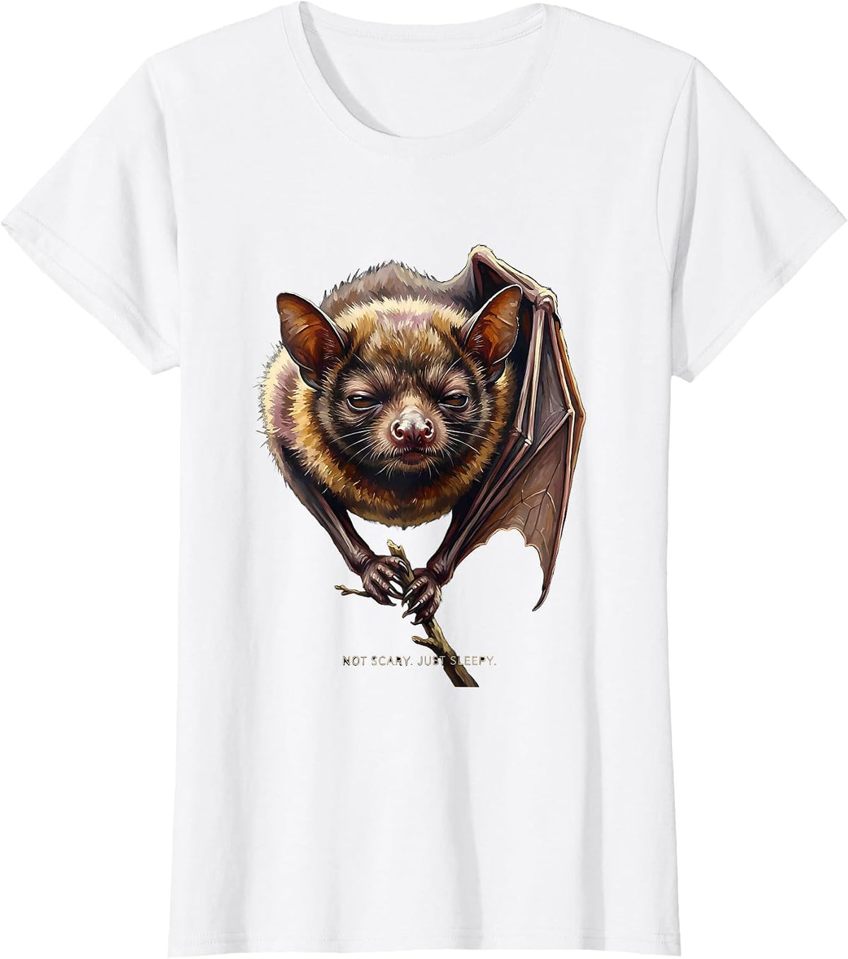 Women's Not Scary Just Sleepy Vintage Bat Lover Halloween Nature T-Shirt - White