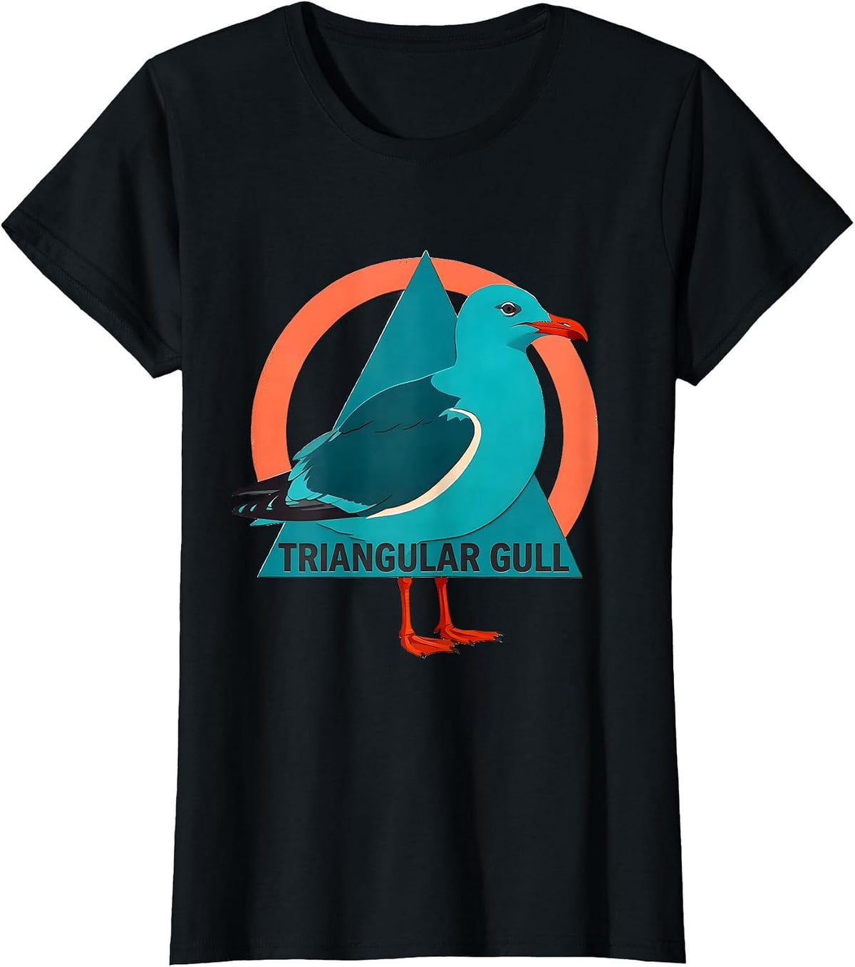 Triangular Gull Funny Bird Pun Math Teacher Geometric Humor T-Shirt - Black