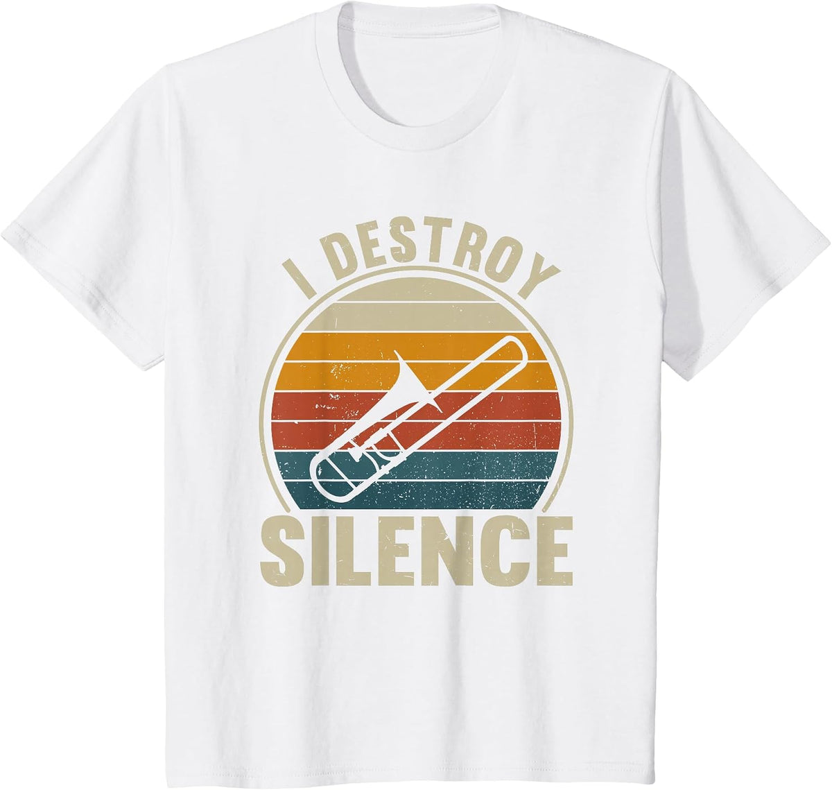Trombone Player I Destroy Silence Recto Trombone Lover T-Shirt - White
