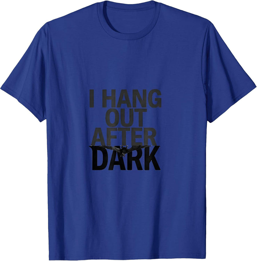 I Hang Out After Dark Funny Bat Lover Wildlife Conservation T-Shirt - Royal Blue