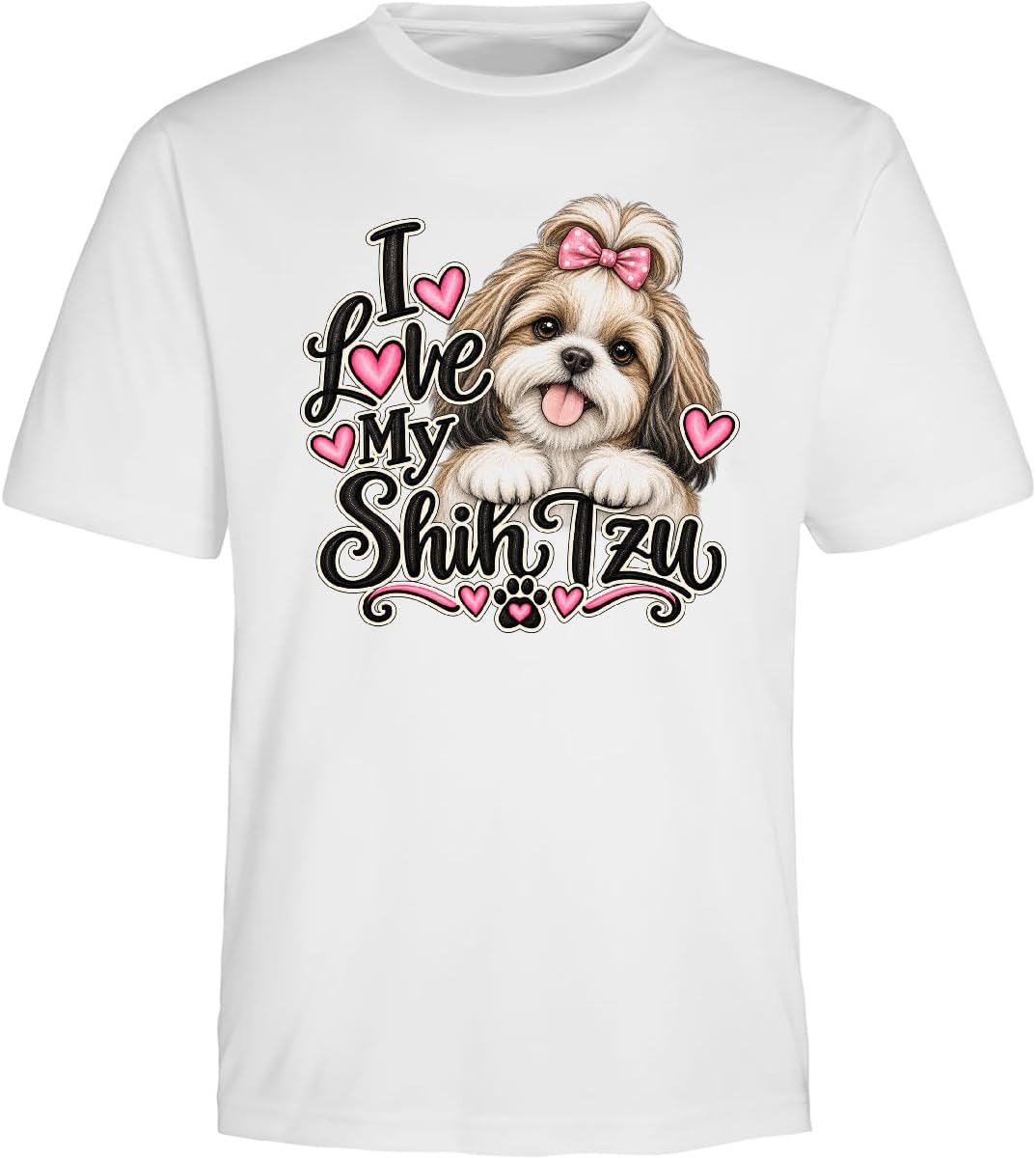 inktastic I Love My Shih Tzu Adult Performance T-Shirt - White