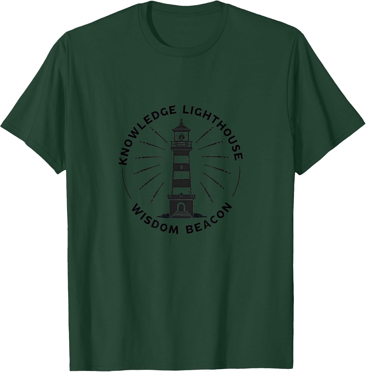 Teacher Design Shirts Knowledge Lighthouse Wisdom Beacon T-Shirt - Dark Green