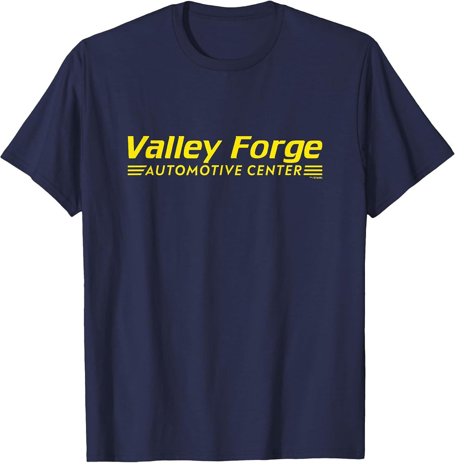 Tires Valley Forge Automotive Costume Netflix Official Merch T-Shirt - Navy Blue