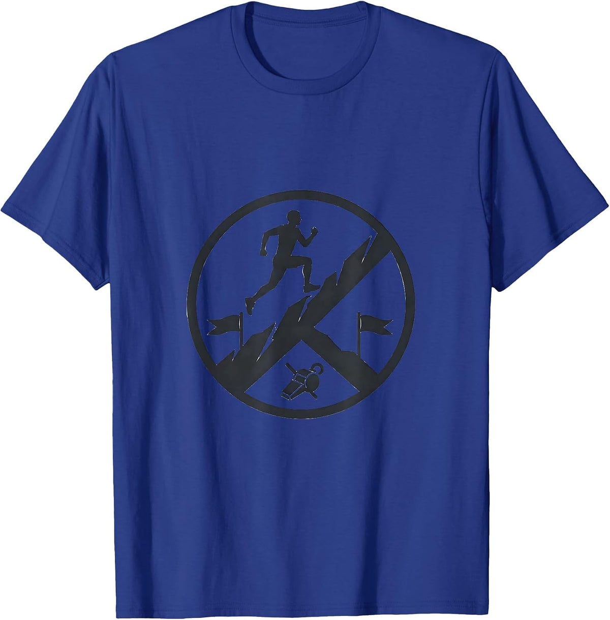 Men's Runner Badge Minimalist Cross Country Team Gift T-Shirt - Royal Blue