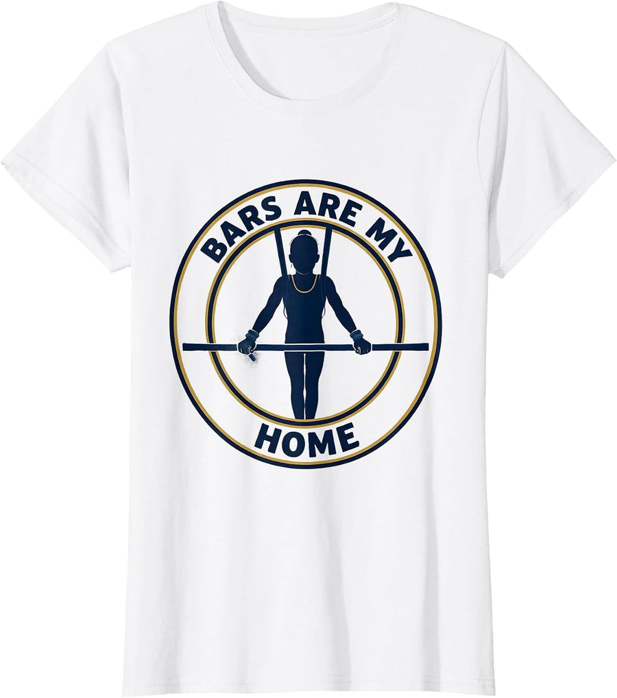 Women's Bars Are My Home Funny Gymnastics Gift for Girls Women Sport T-Shirt - White