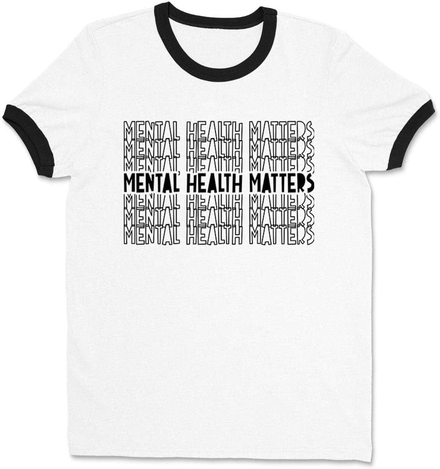 Mental Health Matters Ringer Tee Shirt Unisex - White\/Black