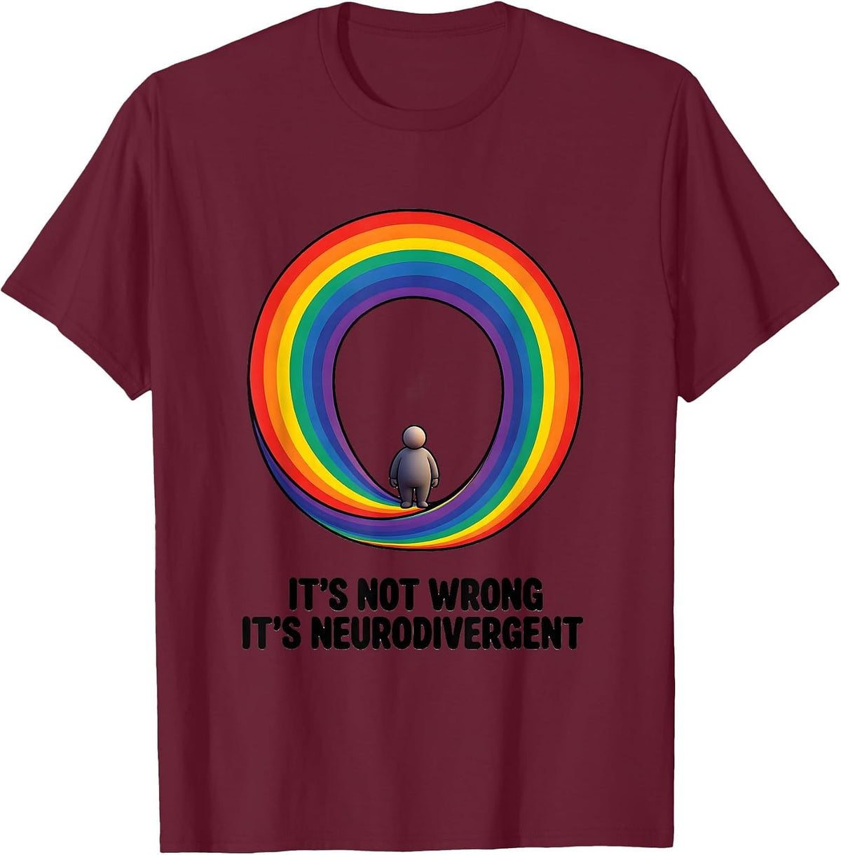 It's Not Wrong It's Neurodivergent Neurodiversity Awareness T-Shirt - Burgundy