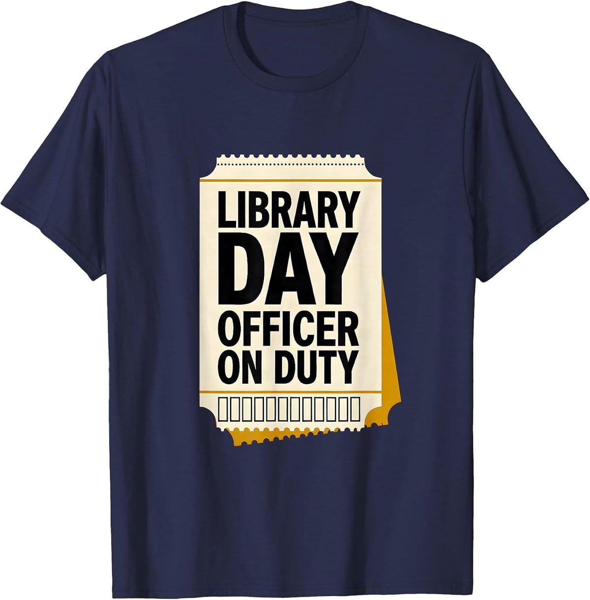 Men's Library Day Officer On Duty Funny Book Lover Librarian Humor T-Shirt - Navy Blue